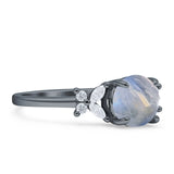 Art Deco Round Butterfly Ring Natural Moonstone 925 Sterling Silver