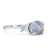 Art Deco Round Butterfly Ring Natural Moonstone 925 Sterling Silver