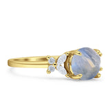 Art Deco Round Butterfly Ring Natural Moonstone 925 Sterling Silver