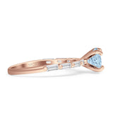 Petite Round Solitaire Ring Baguette Cubic Zirconia 925 Sterling