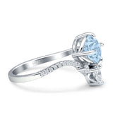 Round Cubic Zirconia V Midi Chevron Ring 925 Sterling Silver