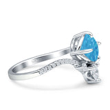 Round Cubic Zirconia V Midi Chevron Ring 925 Sterling Silver