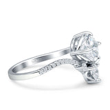 Round Cubic Zirconia V Midi Chevron Ring 925 Sterling Silver