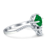Round Cubic Zirconia V Midi Chevron Ring 925 Sterling Silver