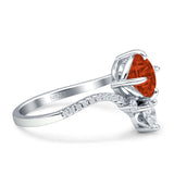 Round Cubic Zirconia V Midi Chevron Ring 925 Sterling Silver