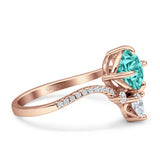 Round Cubic Zirconia V Midi Chevron Ring 925 Sterling Silver