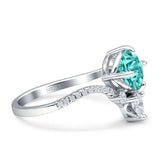 Round Cubic Zirconia V Midi Chevron Ring 925 Sterling Silver