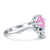 Round Cubic Zirconia V Midi Chevron Ring 925 Sterling Silver