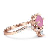 Round Cubic Zirconia V Midi Chevron Ring 925 Sterling Silver