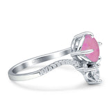 Round Cubic Zirconia V Midi Chevron Ring 925 Sterling Silver