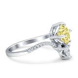 Round Cubic Zirconia V Midi Chevron Ring 925 Sterling Silver