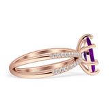 Marquise Split Shank X Ring Cubic Zirconia 925 Sterling Silver