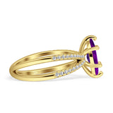 Marquise Split Shank X Ring Cubic Zirconia 925 Sterling Silver
