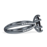 Marquise Split Shank X Ring Cubic Zirconia 925 Sterling Silver
