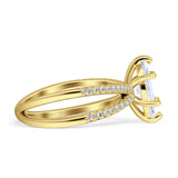 Marquise Split Shank X Ring Cubic Zirconia 925 Sterling Silver