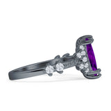 Marquise Halo Beaded Ring Cubic Zirconia 925 Sterling Silver