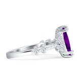 Marquise Halo Beaded Ring Cubic Zirconia 925 Sterling Silver