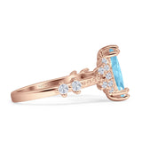 Marquise Halo Beaded Ring Cubic Zirconia 925 Sterling Silver