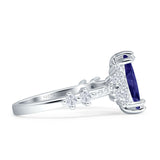 Marquise Halo Beaded Ring Cubic Zirconia 925 Sterling Silver