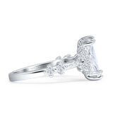 Marquise Halo Beaded Ring Cubic Zirconia 925 Sterling Silver