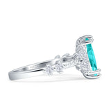 Marquise Halo Beaded Ring Cubic Zirconia 925 Sterling Silver