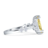 Marquise Halo Beaded Ring Cubic Zirconia 925 Sterling Silver