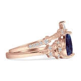 Two Piece Pear Teardrop Bridal Ring