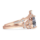 Two Piece Pear Teardrop Bridal Ring