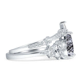 Two Piece Pear Teardrop Bridal Ring