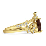Two Piece Pear Teardrop Bridal Ring