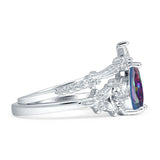Two Piece Pear Teardrop Bridal Ring Cubic Zirconia 925 Sterling Silver