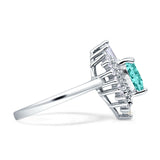 Heart Halo Cubic Zirconia Bridal Promise Ring 925 Sterling Silver