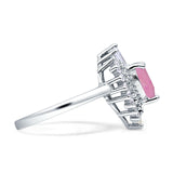 Heart Halo Cubic Zirconia Bridal Promise Ring 925 Sterling Silver