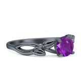 Budding Willow Solitaire Ring Round Cubic Zirconia 925 Sterling Silver