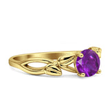 Budding Willow Solitaire Ring Round Cubic Zirconia 925 Sterling Silver