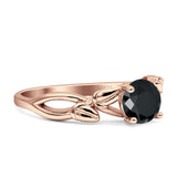Budding Willow Solitaire Ring Round Cubic Zirconia 925 Sterling Silver