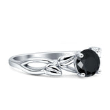 Budding Willow Solitaire Ring Round Cubic Zirconia 925 Sterling Silver
