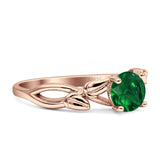 Budding Willow Solitaire Ring Round Cubic Zirconia 925 Sterling Silver