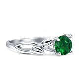 Budding Willow Solitaire Ring Round Cubic Zirconia 925 Sterling Silver