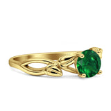 Budding Willow Solitaire Ring Round Cubic Zirconia 925 Sterling Silver