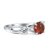 Budding Willow Solitaire Ring Round Cubic Zirconia 925 Sterling Silver