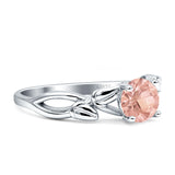 Budding Willow Solitaire Ring Round Cubic Zirconia 925 Sterling Silver