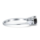 Three Stone Ring Kite Shape Accent Round Cubic Zirconia 925 Sterling Silver