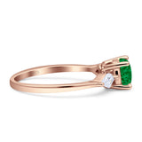 Three Stone Ring Kite Shape Accent Round Cubic Zirconia 925 Sterling Silver