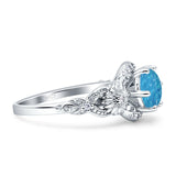 Art Deco Ring Sunflower Design Round Cubic Zirconia 925 Sterling Silver