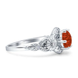 Art Deco Ring Sunflower Design Round Cubic Zirconia 925 Sterling Silver