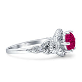 Art Deco Ring Sunflower Design Round Cubic Zirconia 925 Sterling Silver