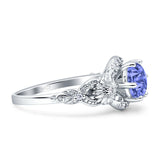 Art Deco Ring Sunflower Design Round Cubic Zirconia 925 Sterling Silver