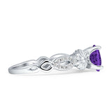 Vintage Style Sunflower Marquise Round Cubic Zirconia Ring 925 Sterling Silver