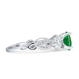Vintage Style Sunflower Marquise Round Cubic Zirconia Ring 925 Sterling Silver